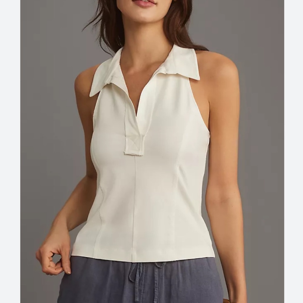 NWT Anthropologie Pilcro Reworked Halter Tank NEW White Size L